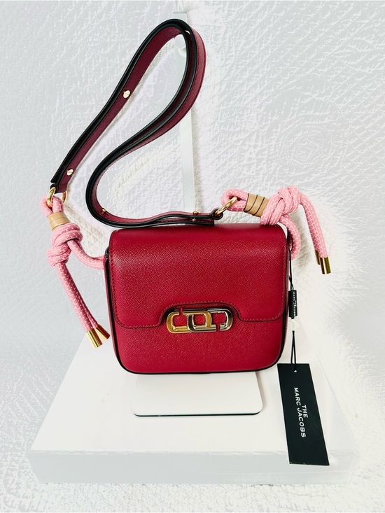 Marc Jacobs Handbags - Marc Jacobs Red Leather Crossbody with Pink Rope Detail